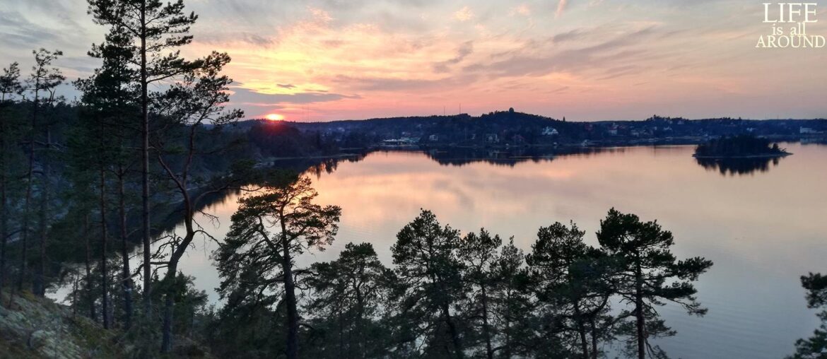 Mindful, active and life LISTENING This photo shows the view of a lake close to Stockholm, Sweden during sunset (2018)