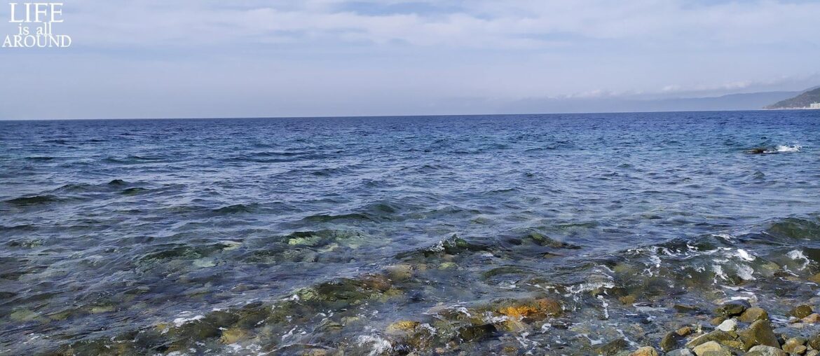 Using philosophy for our growth The water in sea in a sunny November day in Agio Oros, Greece, 2019
