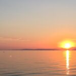 Sunset in Plaka Thassos in the end of a hot day in summer 2017